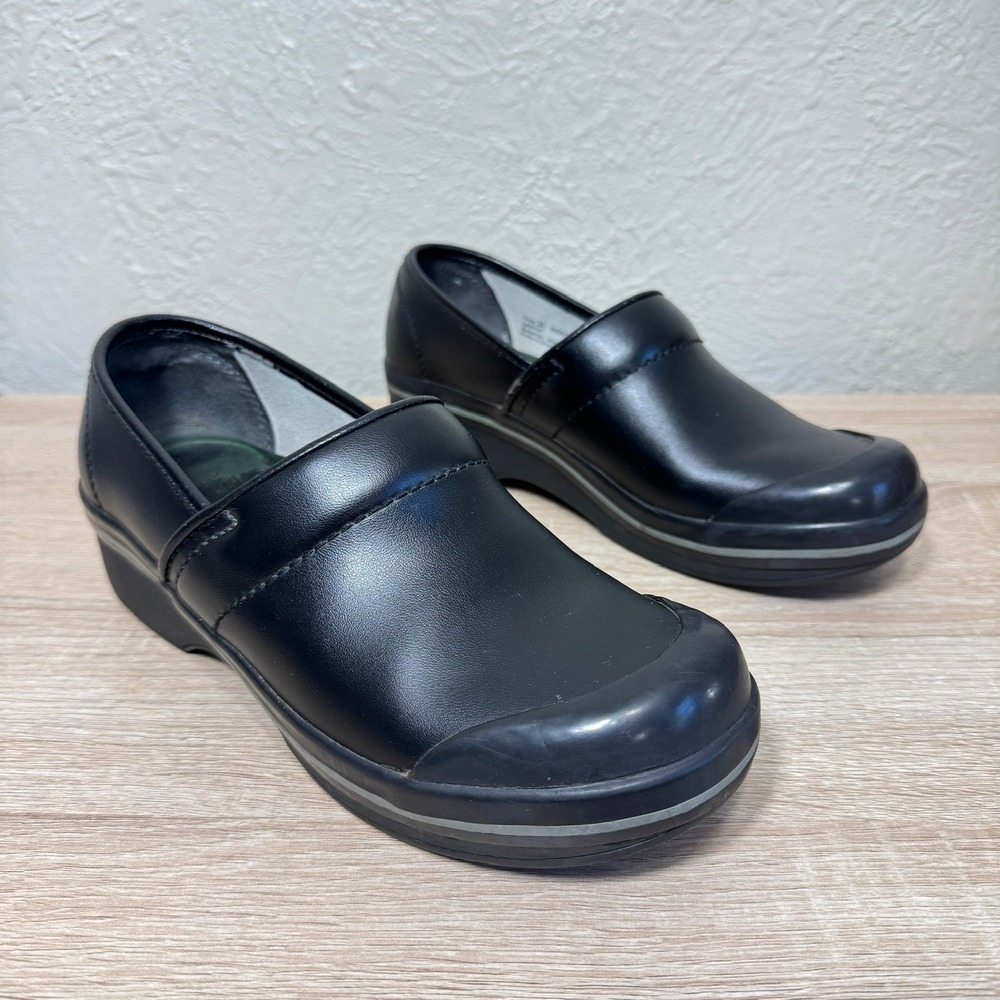 Dansko Clogs Women‎ 38 Volley Black Leather Slip Resistant Professional Comfort